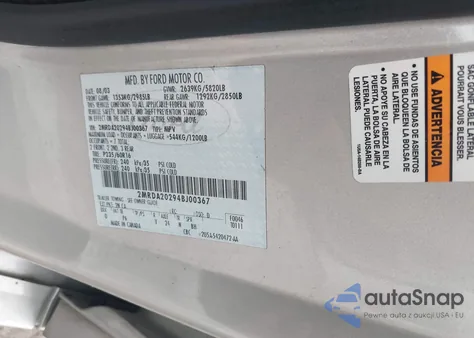 2004 Mercury Monterey из США, поврежденный, VIN 2MRDA20294BJ00367